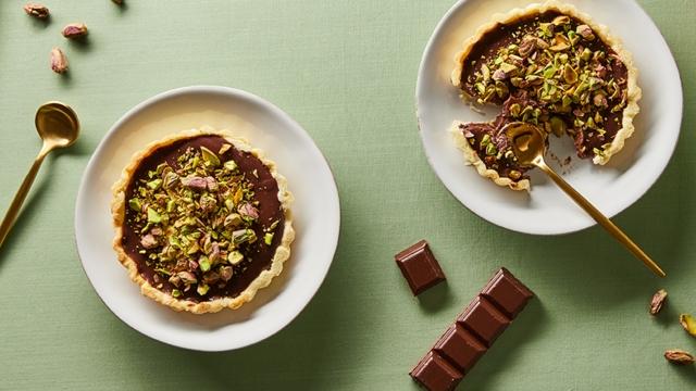 Tartelettes chocolat au lait et pistaches