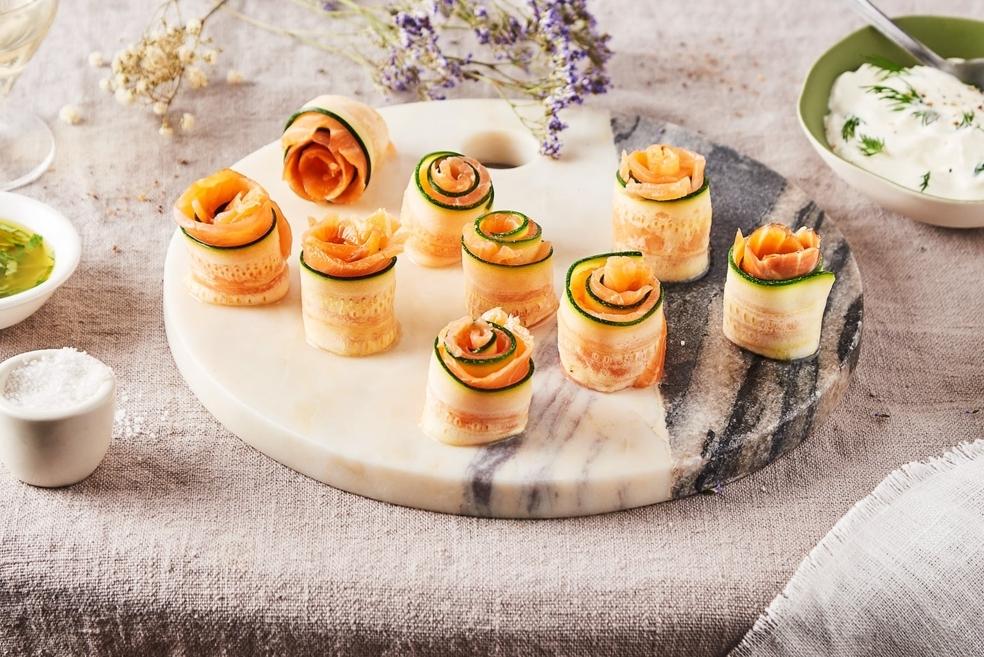 Bouchées de courgettes au saumon