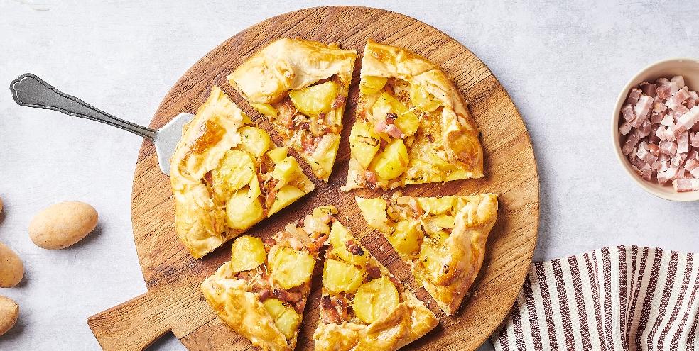 Tarte rustique fromage, lardons et pommes de terre