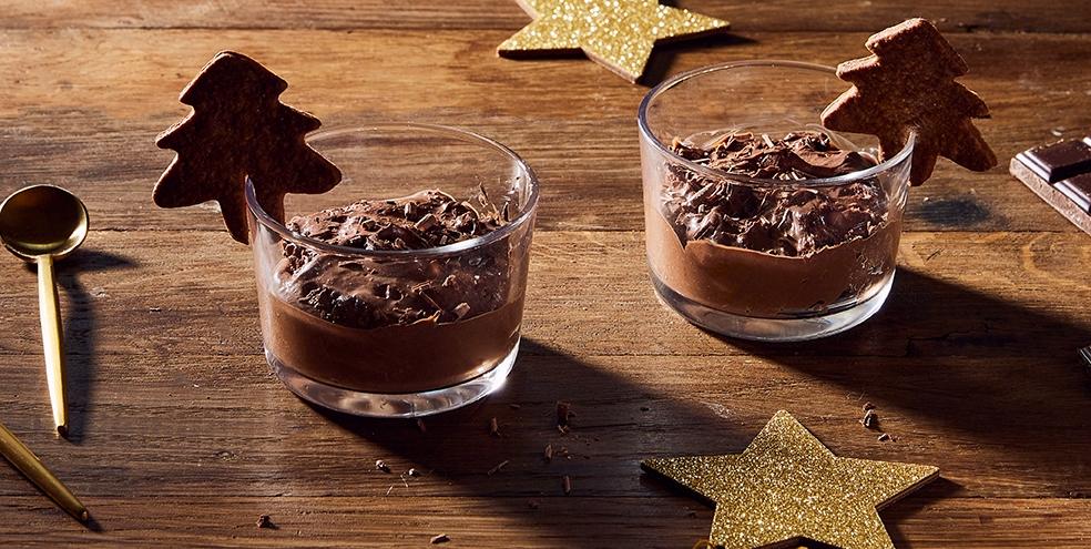 Mousse au chocolat et son sablé sapin