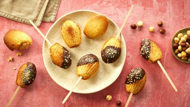 Bâtonnets de madeleines chocolat noisettes