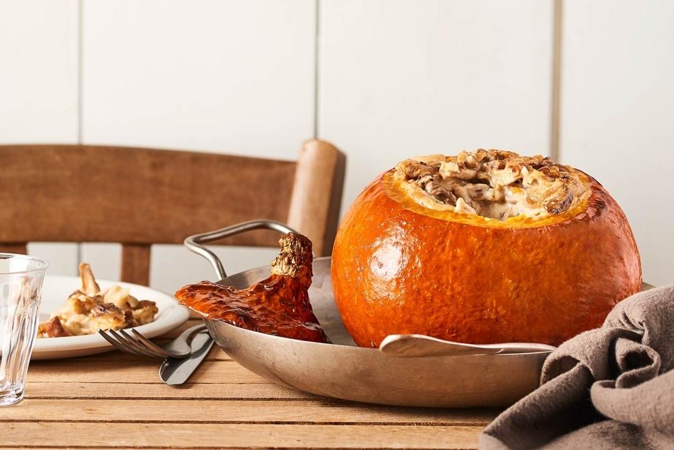 Potimarron farci aux champignons et marrons