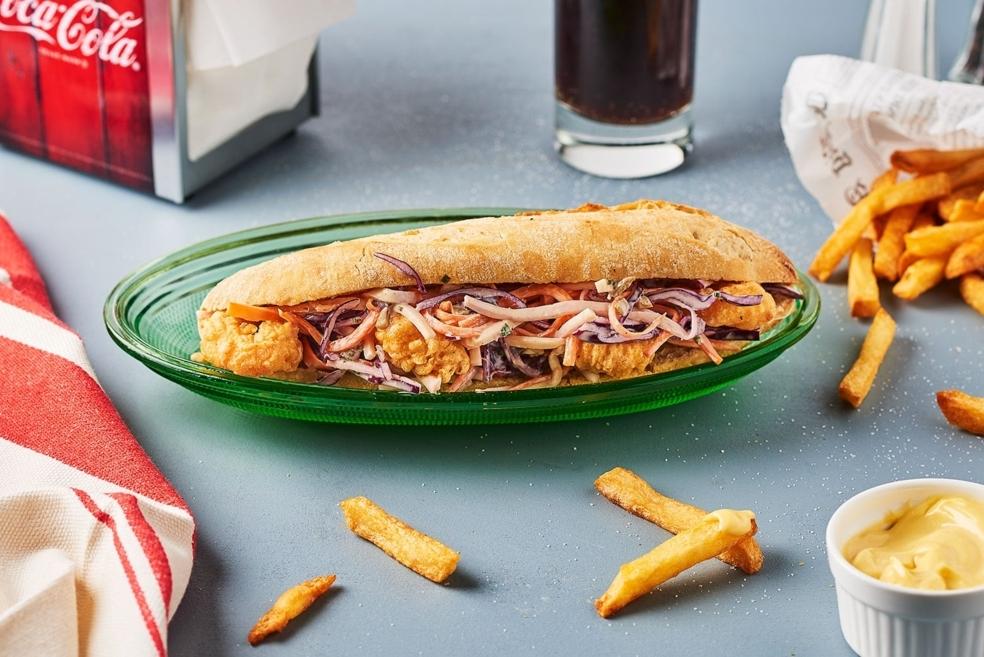 Po’Boy aux crevettes et frites