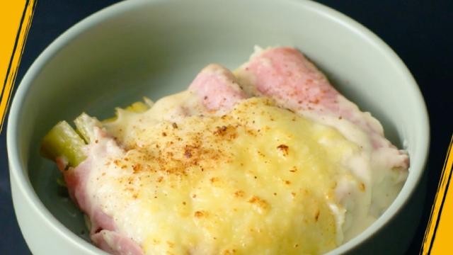 Poireaux gratinés au jambon