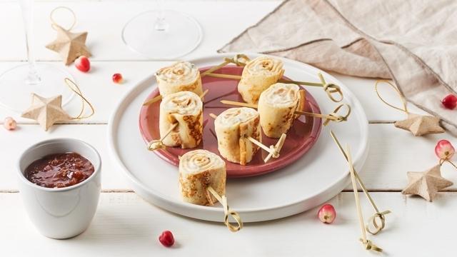 Bouchées de crêpes au bleu