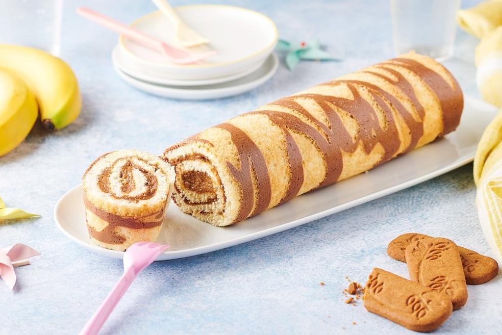 Roulé zébré aux spéculoos et banane