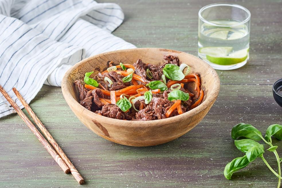 Wok de bœuf au basilic