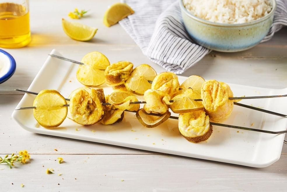 Brochettes de filet de carrelet au curry