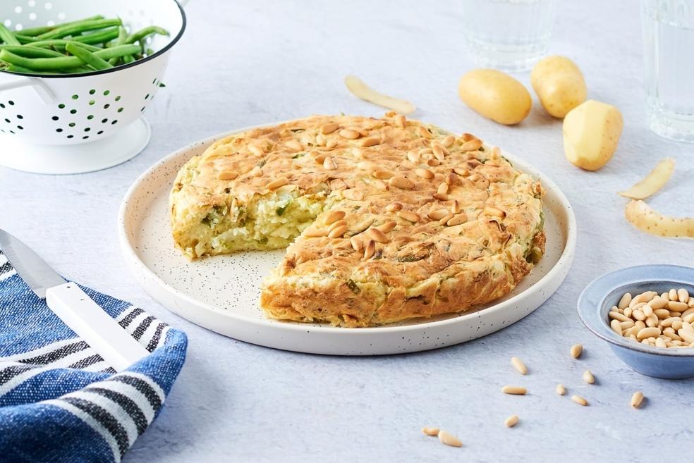 Gâteau de pommes de terre et haricots verts
