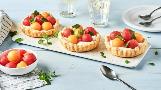 Tartelettes de melon, pastèque et mascarpone