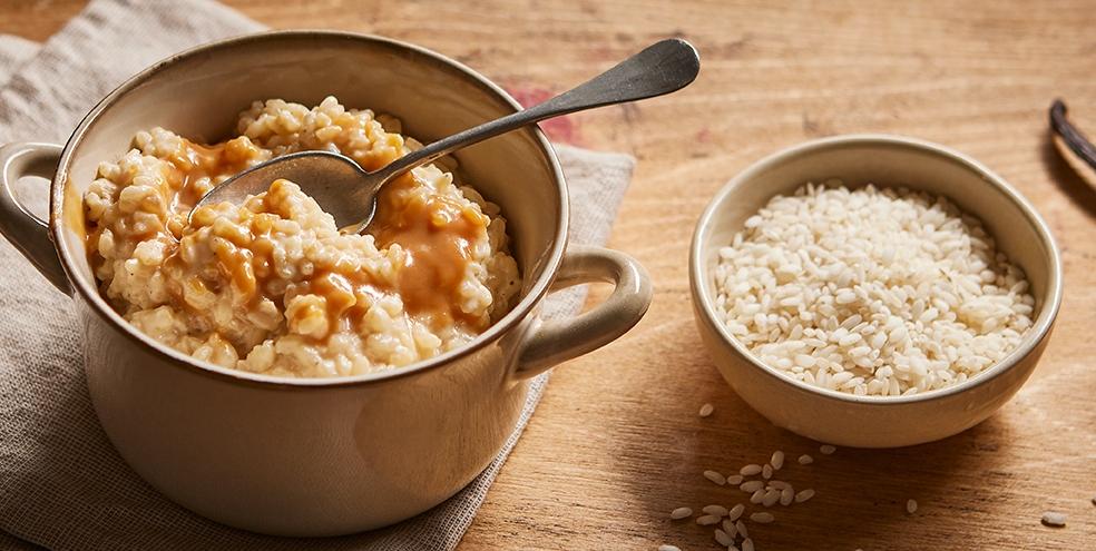 Riz au lait et caramel au lait concentré