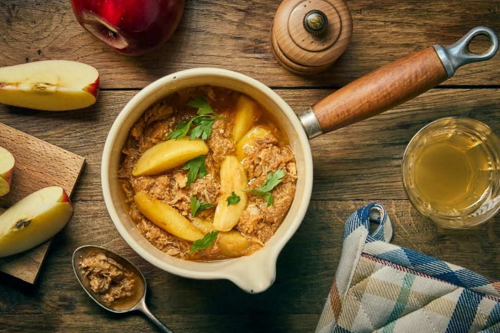 Pulled pork au cidre et aux pommes fondantes