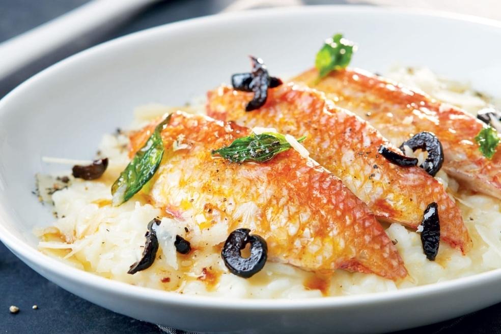 Filets de rougets poêlés et risotto au citron