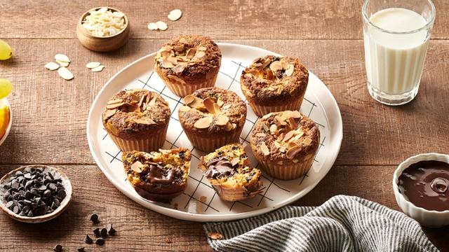 Muffins amandes et chocolat, cœur au Nutella