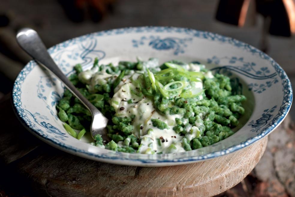 Spätzle aux épinards et sauce au fromage