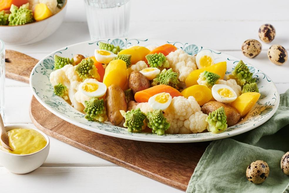 Légumes d'hiver vapeur et aïoli