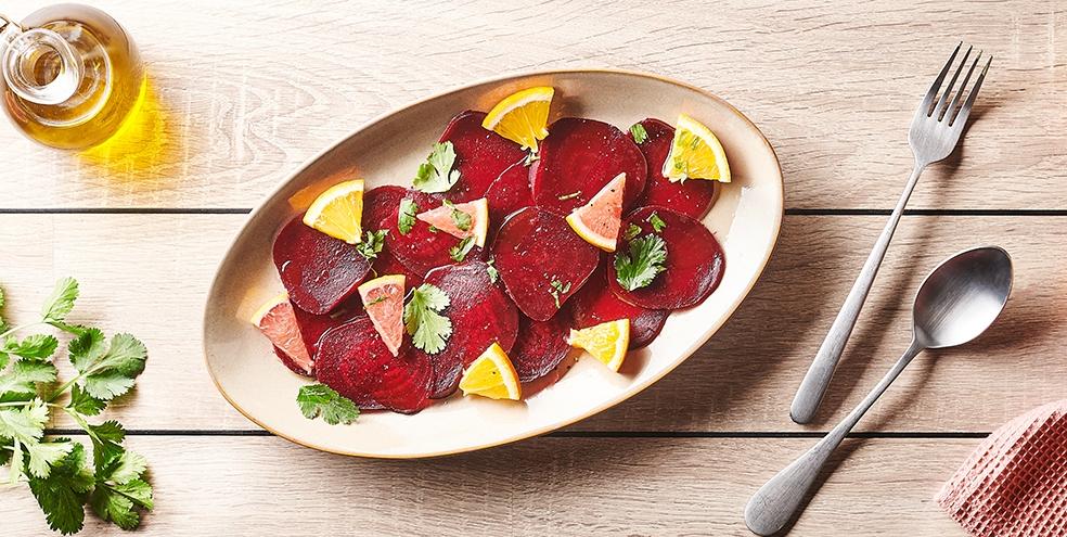 Carpaccio de betteraves et agrumes