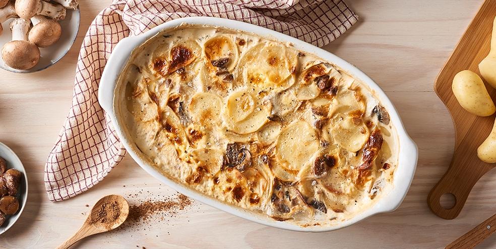 Gratin dauphinois aux champignons et châtaignes