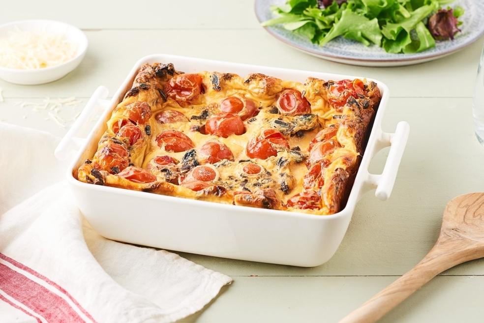 Clafoutis de tomates cerises et olives noires