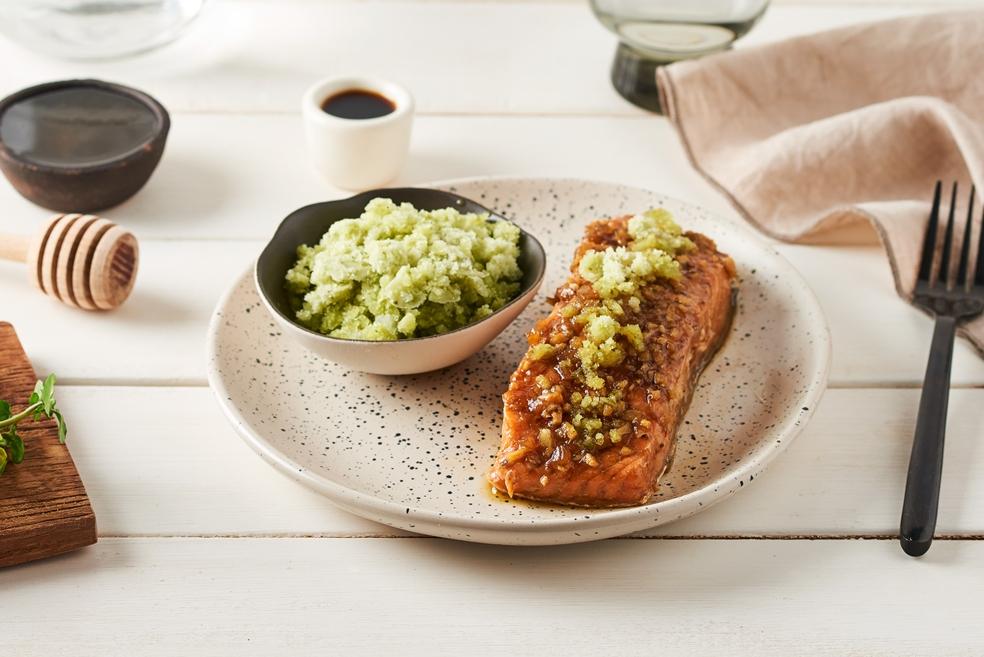 Granité de cresson et saumon au miel