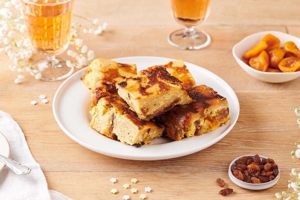 Pouding aux abricots et raisins secs