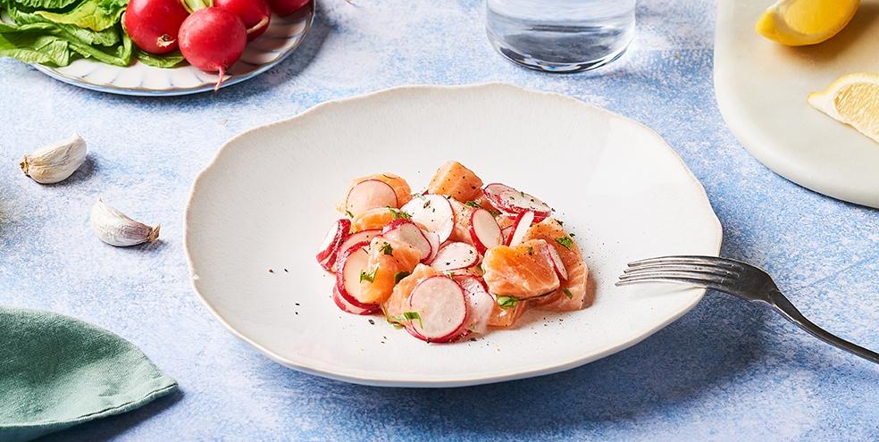 Ceviche de truite, radis et citron vert