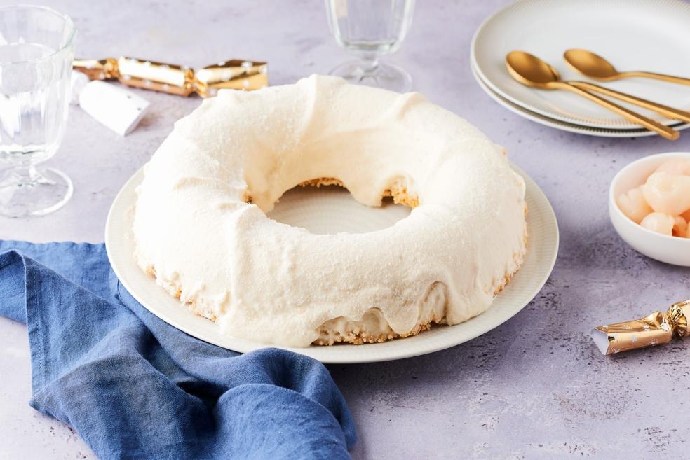 Bûche vegan citron vert et litchis