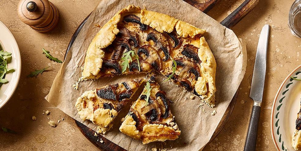 Tarte rustique aux champignons et fromage frais