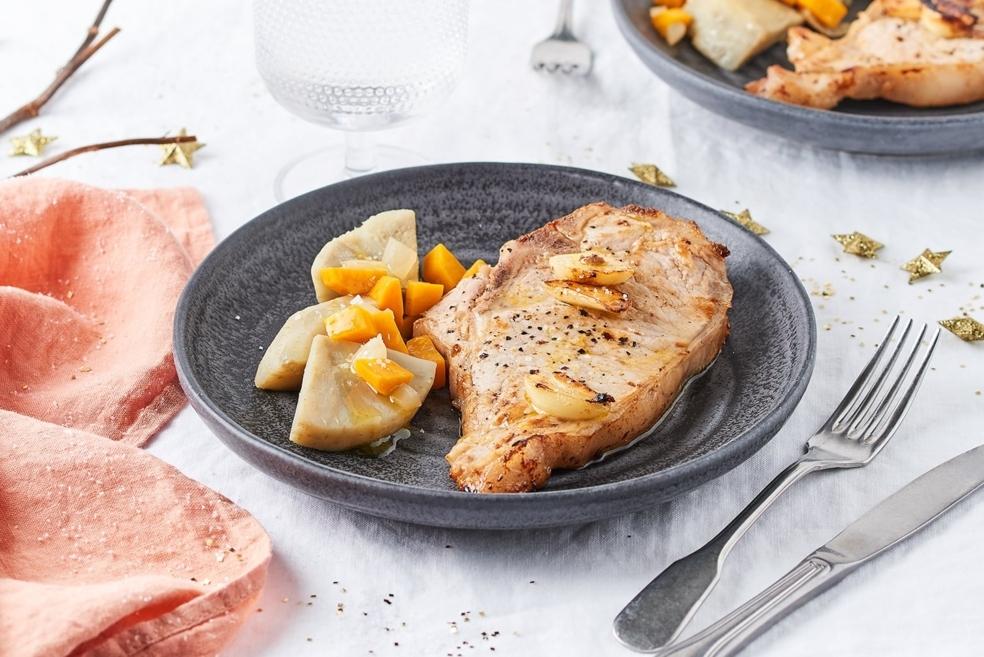 Côte de veau sur l’os et artichauts barigoule