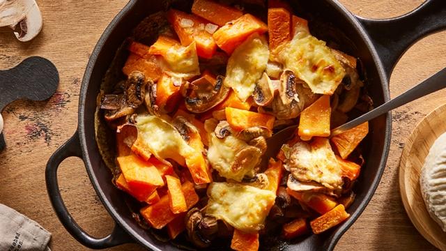 Gratin de champignons et butternut au St Félicien