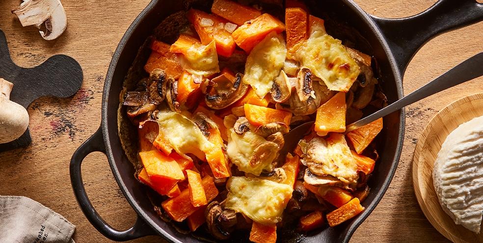 Gratin de champignons et butternut au St Félicien