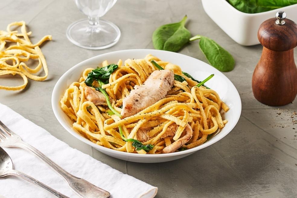 Spätzle au poulet et épinards