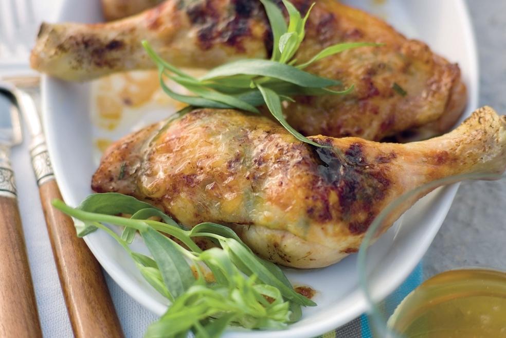 Cuisses de poulet farcies au beurre d'herbes et au miel