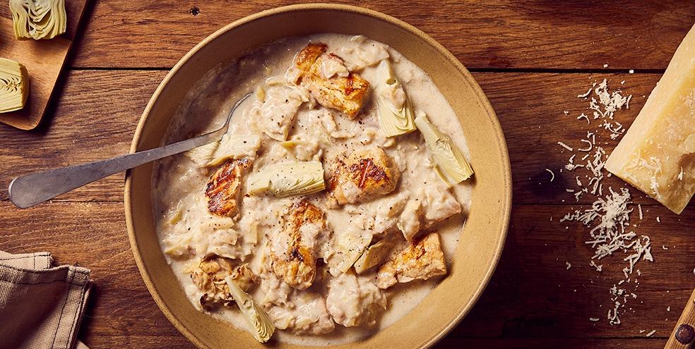 Poulet à la crème d'artichauts