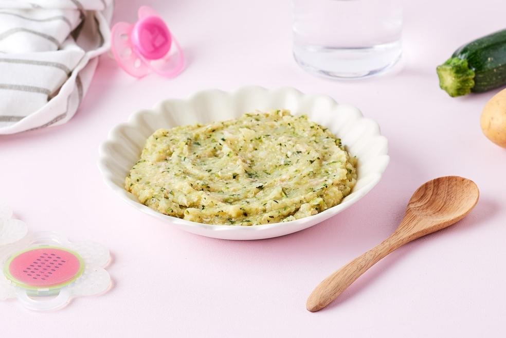 Purée de courgettes, pommes de terre et veau