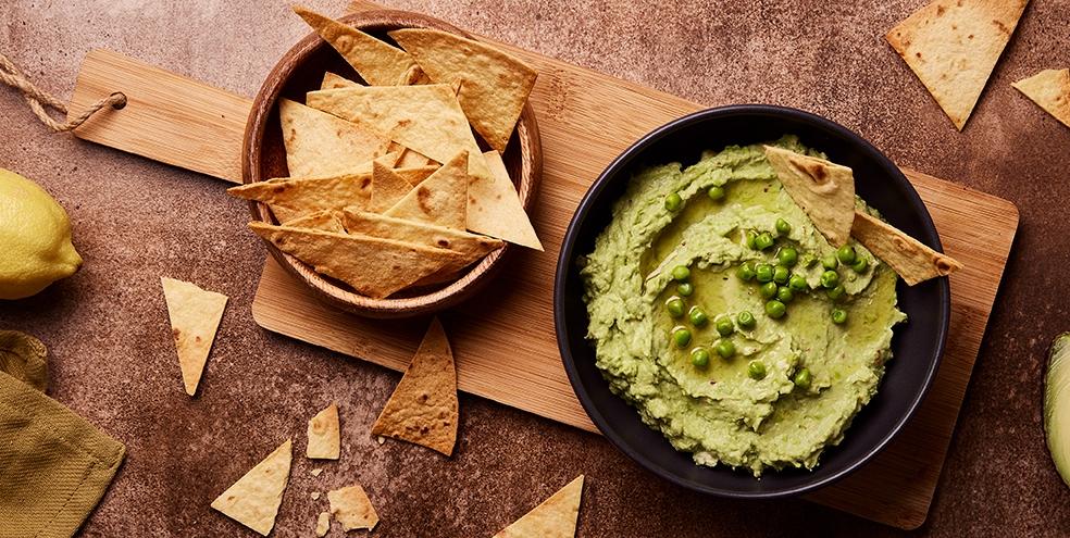 Guacamole de petits pois et avocat