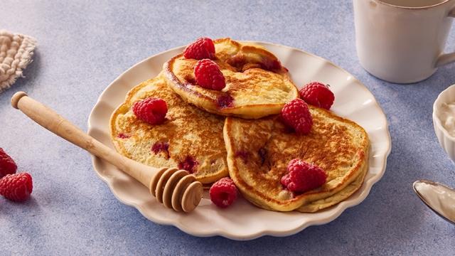 Pancakes à la ricotta aux framboises