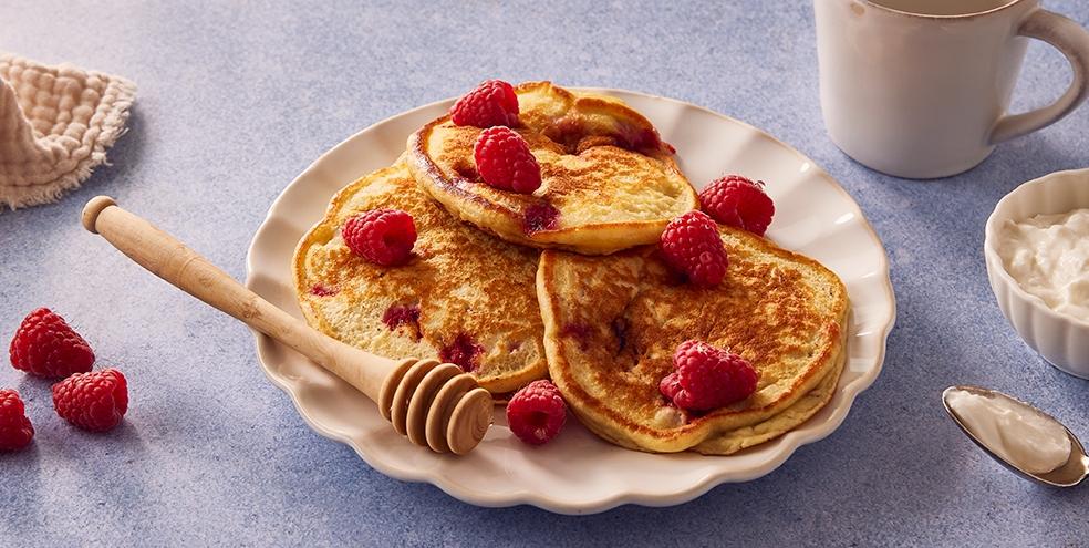 Pancakes à la ricotta aux framboises