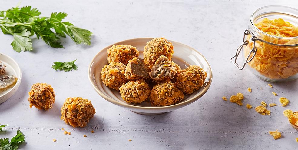 Acras de sardines aux corn flakes