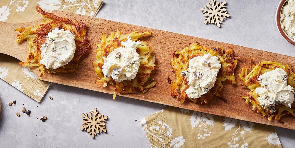 Galettes de pommes de terres au fromage frais à la truffe