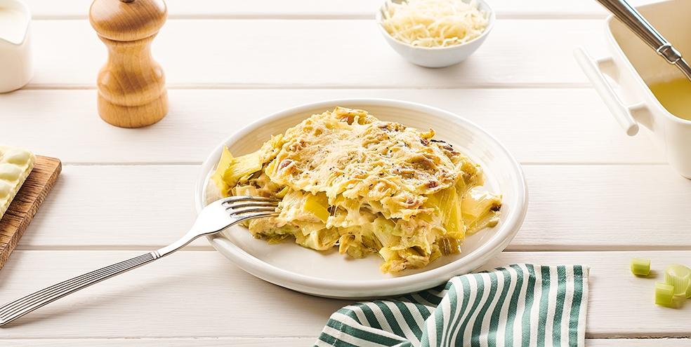 Gratin de ravioles aux poireaux