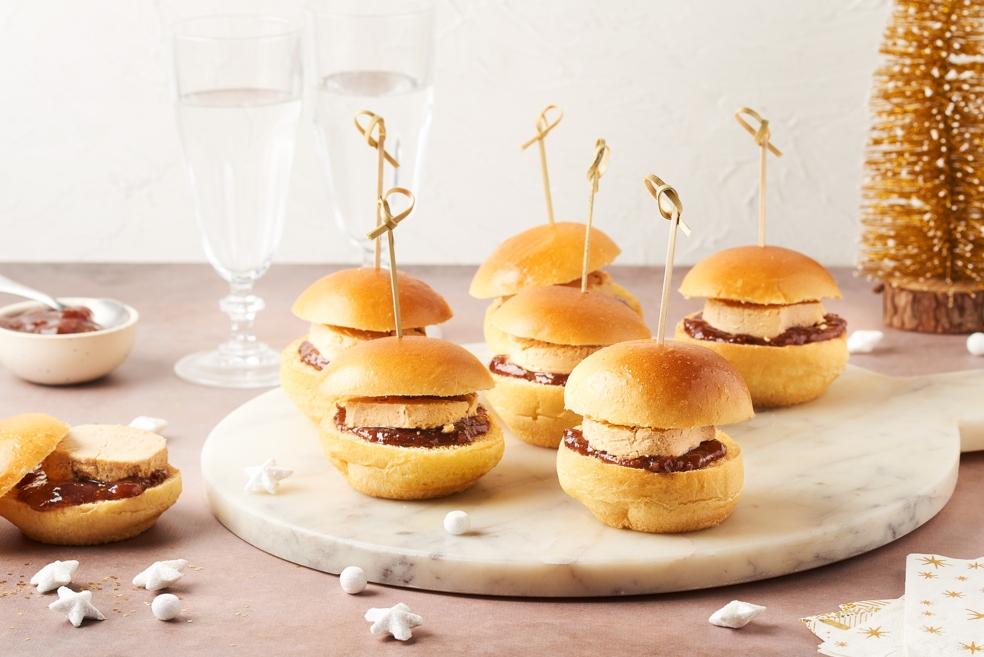 Mini burgers au foie gras et confiture de figues