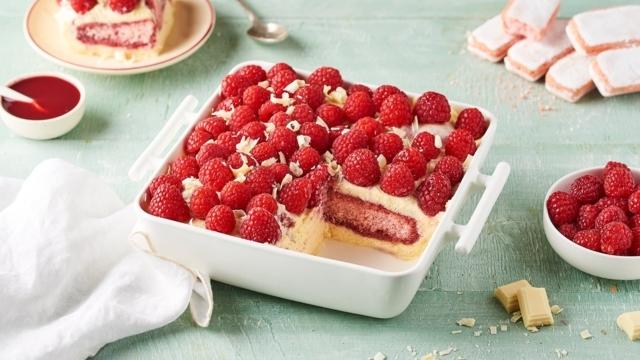 Tiramisu framboises et chocolat blanc
