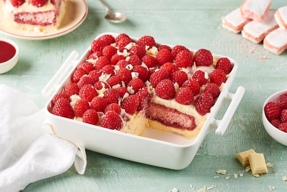 Tiramisu framboises et chocolat blanc