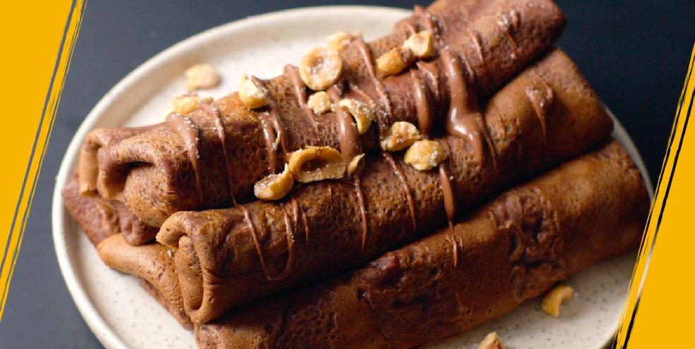Crêpes au chocolat, noisettes et pâte à tartiner