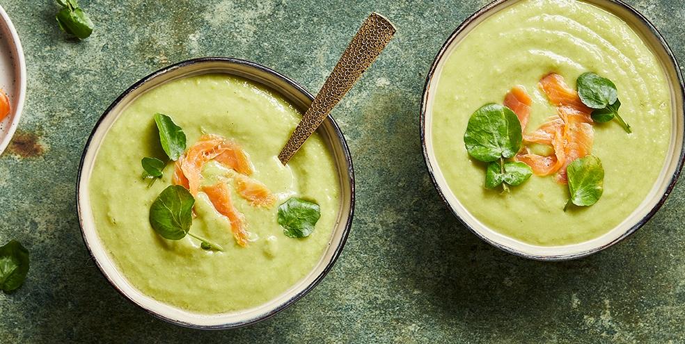 Crème de cresson au saumon fumé