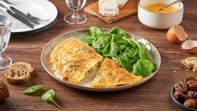Omelette épinards, oignons et châtaignes