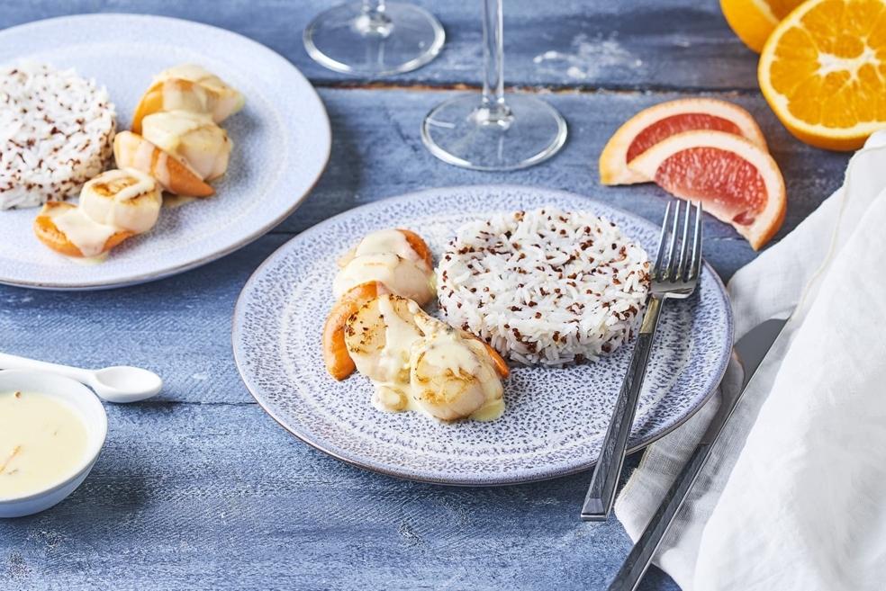 Saint Jacques poêlées sauce aux agrumes