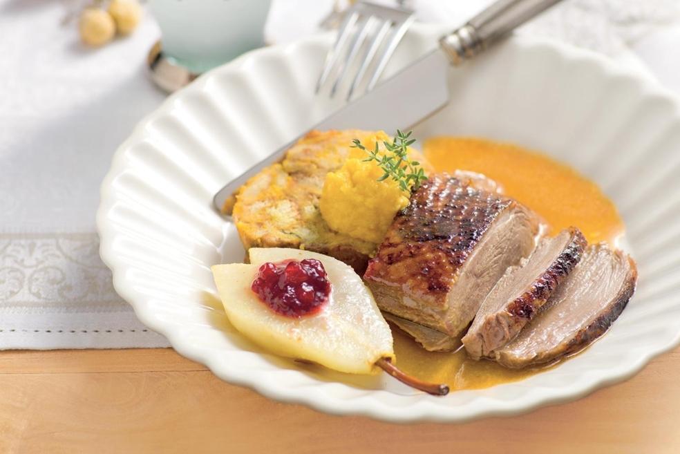 Poularde rôtie au potimarron