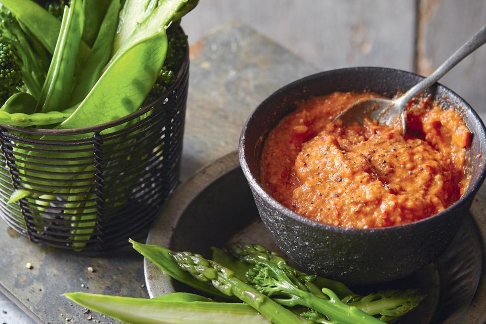Sauce romesco à la catalane et légumes verts